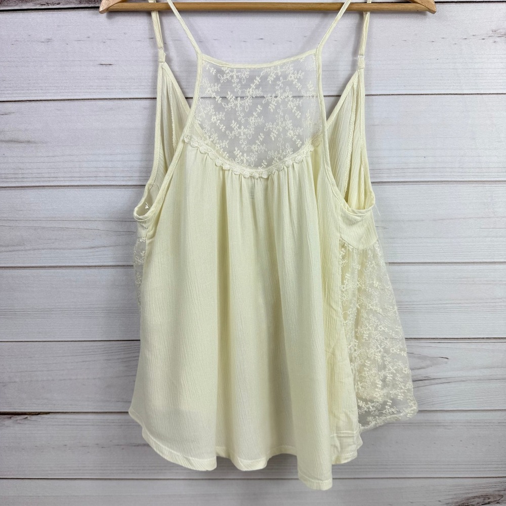 Clover Scout Cream Lace Trim Cami‎ Tank Top High Neck Blouse Women's Size S